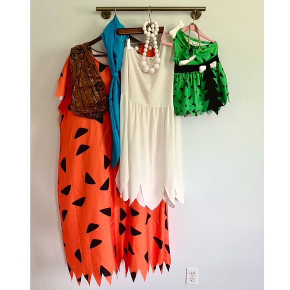 Flintstones Family Costume Set - Men’s XL, Women’s XL, Infant 6-9 months - Picture 1 of 10